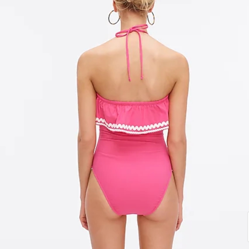 J.Crew Ruffle Bandeau One-piece Pink Swimsuit - Picture 4 of 4